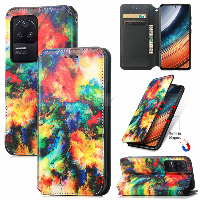 Custodia Portafoglio In Pelle Fantasia Modello Cover con Supporto S02D per Xiaomi Poco F4 5G