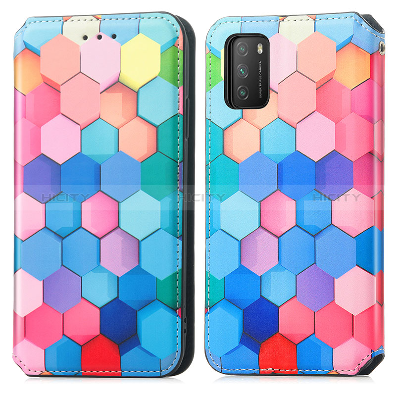 Custodia Portafoglio In Pelle Fantasia Modello Cover con Supporto S02D per Xiaomi Poco M3 Colorato