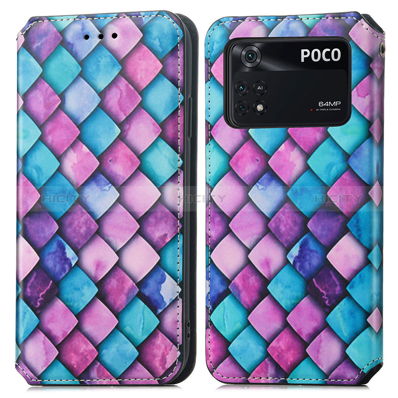 Custodia Portafoglio In Pelle Fantasia Modello Cover con Supporto S02D per Xiaomi Poco M4 Pro 4G