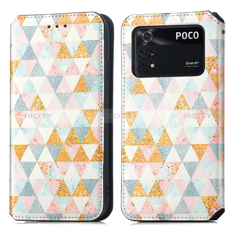 Custodia Portafoglio In Pelle Fantasia Modello Cover con Supporto S02D per Xiaomi Poco M4 Pro 4G