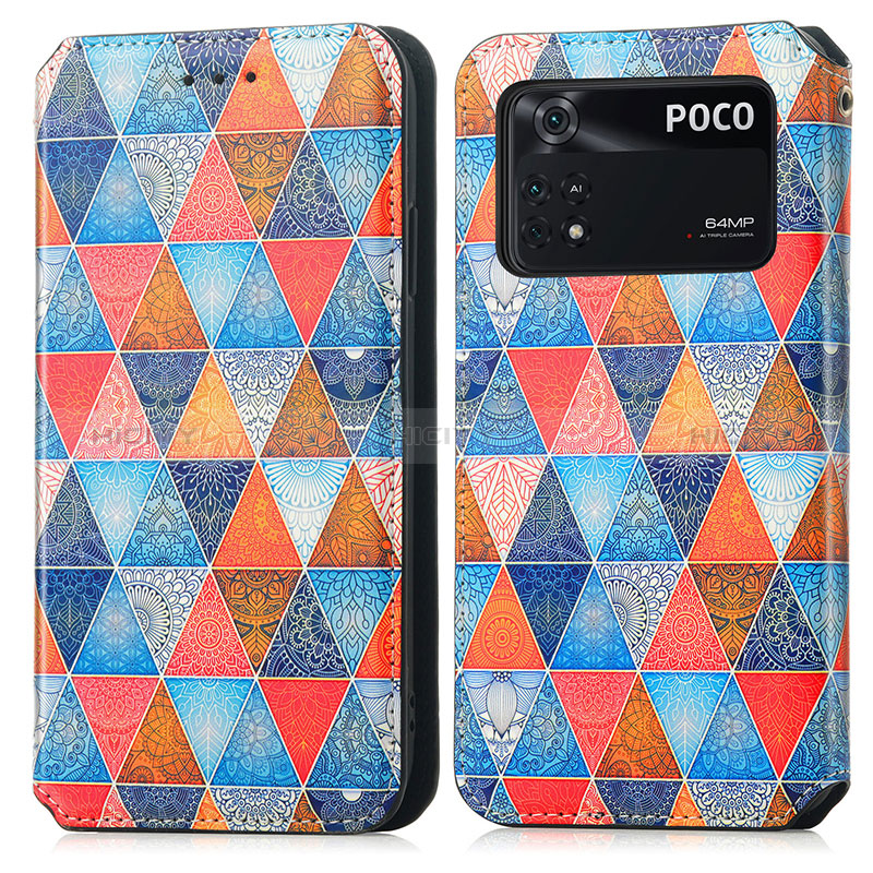 Custodia Portafoglio In Pelle Fantasia Modello Cover con Supporto S02D per Xiaomi Poco M4 Pro 4G