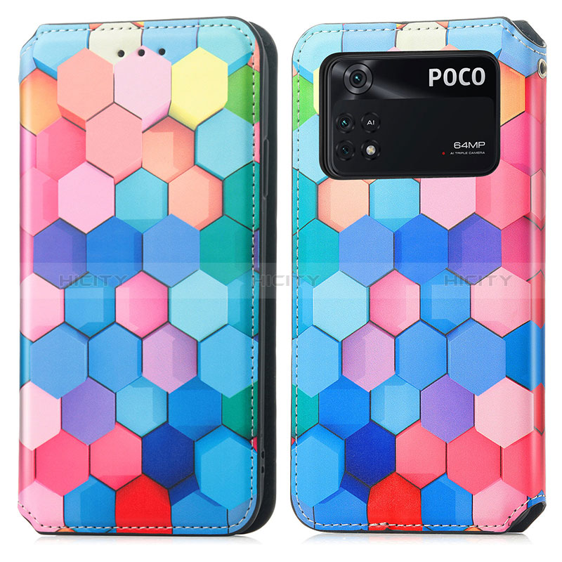 Custodia Portafoglio In Pelle Fantasia Modello Cover con Supporto S02D per Xiaomi Poco M4 Pro 4G