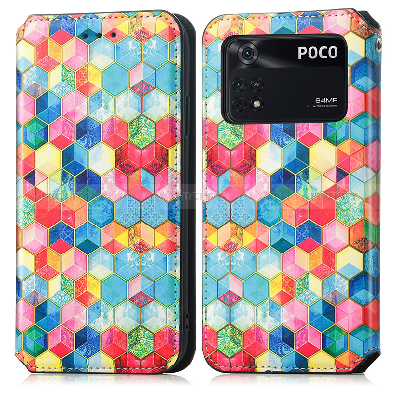 Custodia Portafoglio In Pelle Fantasia Modello Cover con Supporto S02D per Xiaomi Poco M4 Pro 4G