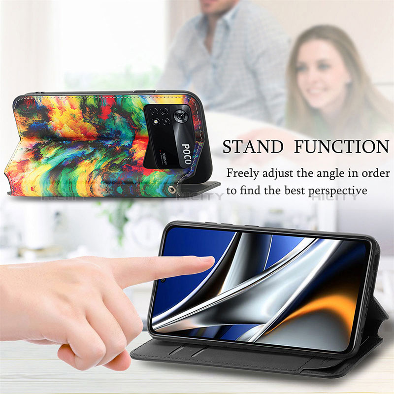 Custodia Portafoglio In Pelle Fantasia Modello Cover con Supporto S02D per Xiaomi Poco X4 Pro 5G