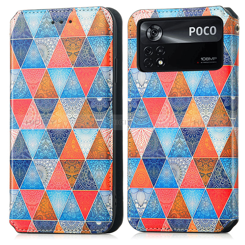 Custodia Portafoglio In Pelle Fantasia Modello Cover con Supporto S02D per Xiaomi Poco X4 Pro 5G