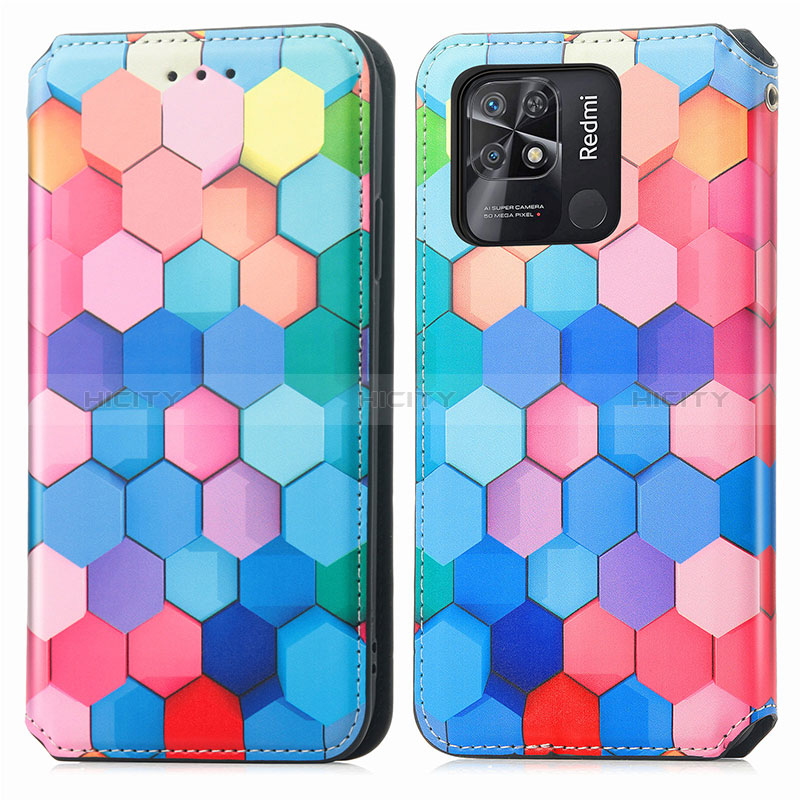 Custodia Portafoglio In Pelle Fantasia Modello Cover con Supporto S02D per Xiaomi Redmi 10 India