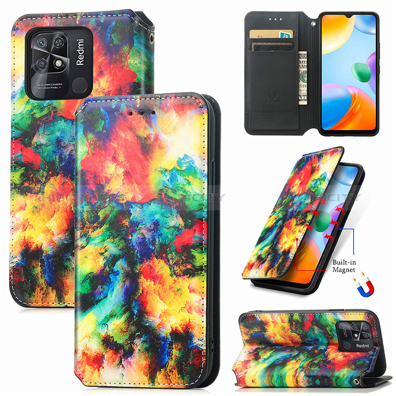 Custodia Portafoglio In Pelle Fantasia Modello Cover con Supporto S02D per Xiaomi Redmi 10 India