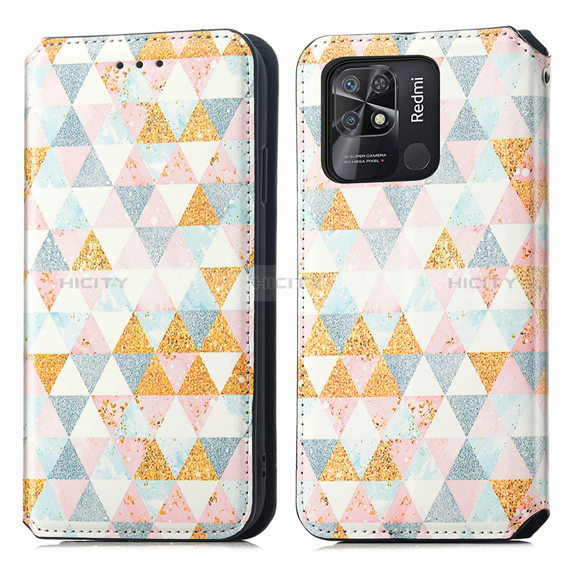 Custodia Portafoglio In Pelle Fantasia Modello Cover con Supporto S02D per Xiaomi Redmi 10 India Bianco