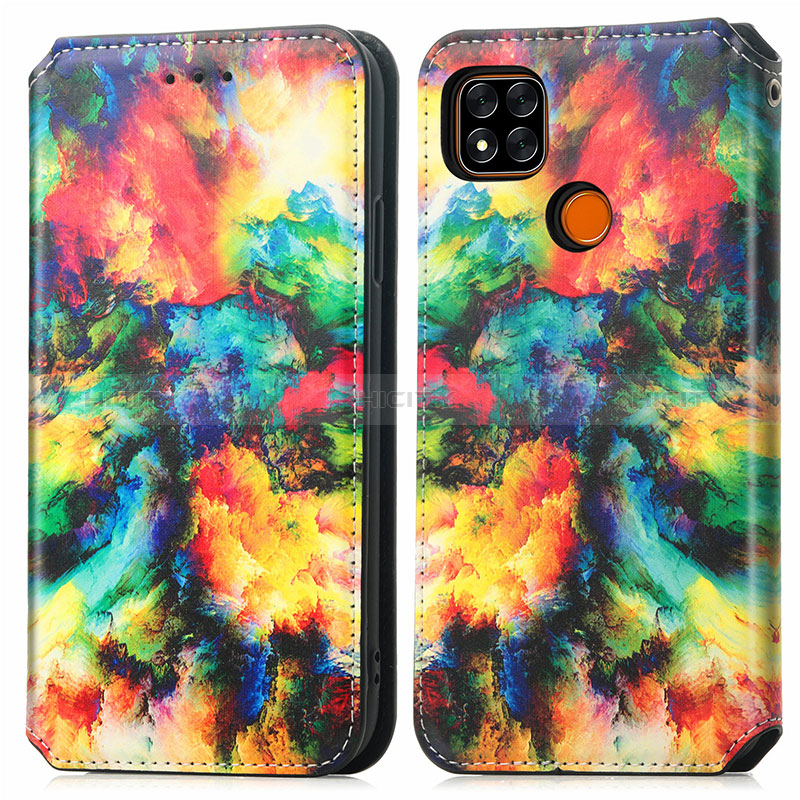 Custodia Portafoglio In Pelle Fantasia Modello Cover con Supporto S02D per Xiaomi Redmi 9 India Multicolore