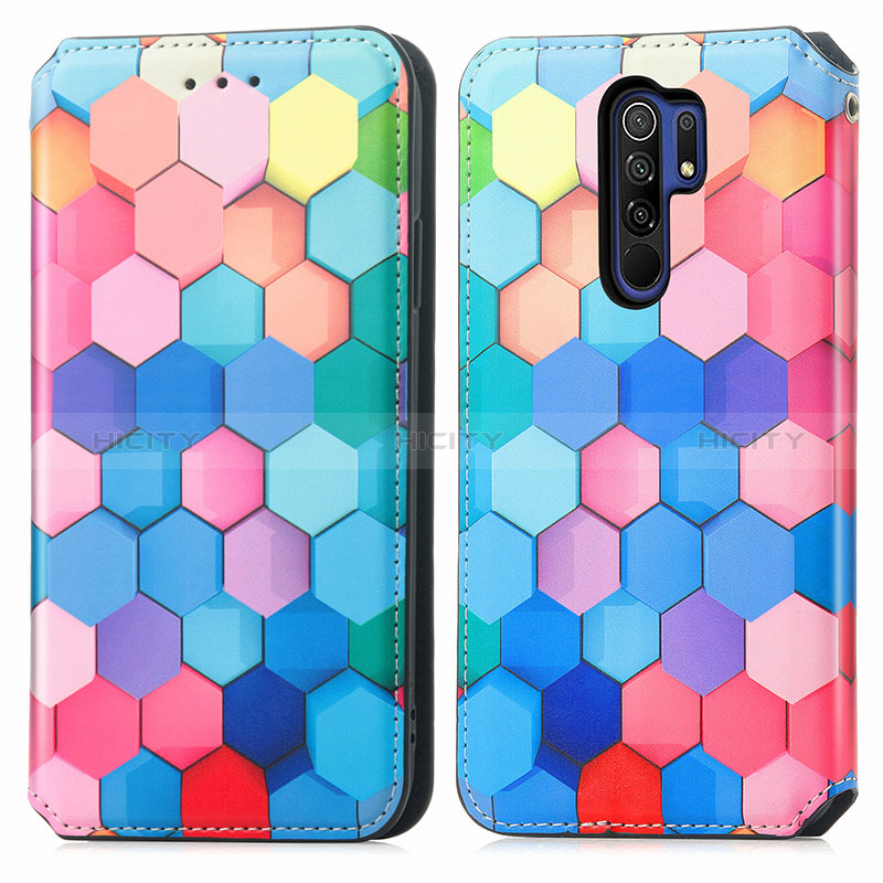 Custodia Portafoglio In Pelle Fantasia Modello Cover con Supporto S02D per Xiaomi Redmi 9 Prime India