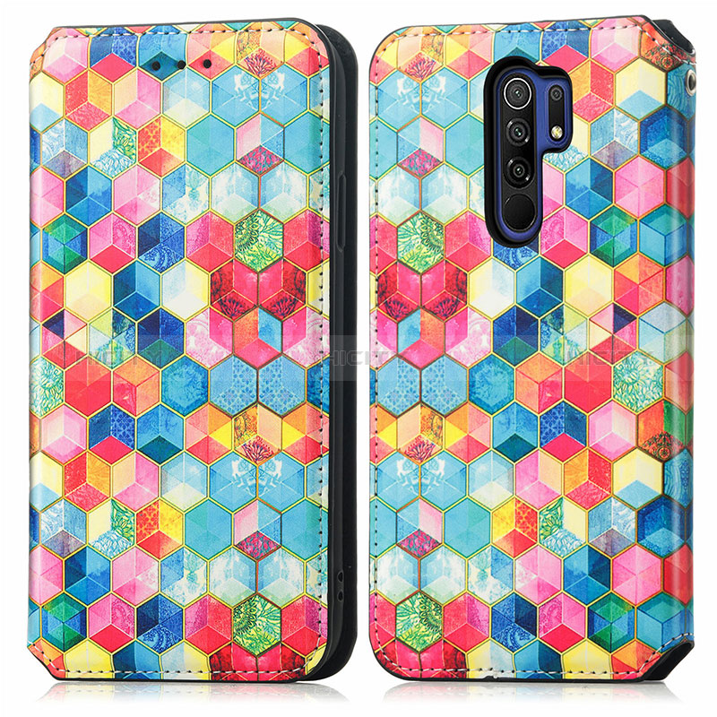 Custodia Portafoglio In Pelle Fantasia Modello Cover con Supporto S02D per Xiaomi Redmi 9 Prime India