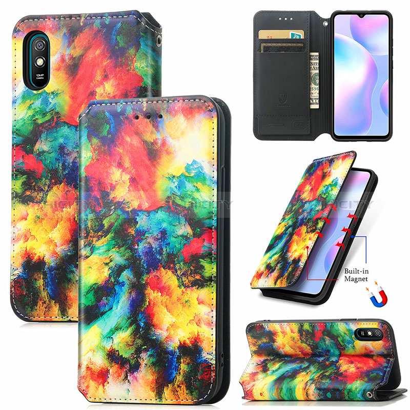 Custodia Portafoglio In Pelle Fantasia Modello Cover con Supporto S02D per Xiaomi Redmi 9A