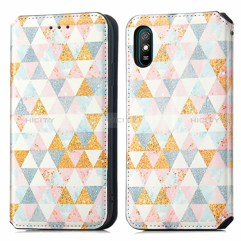 Custodia Portafoglio In Pelle Fantasia Modello Cover con Supporto S02D per Xiaomi Redmi 9AT Bianco