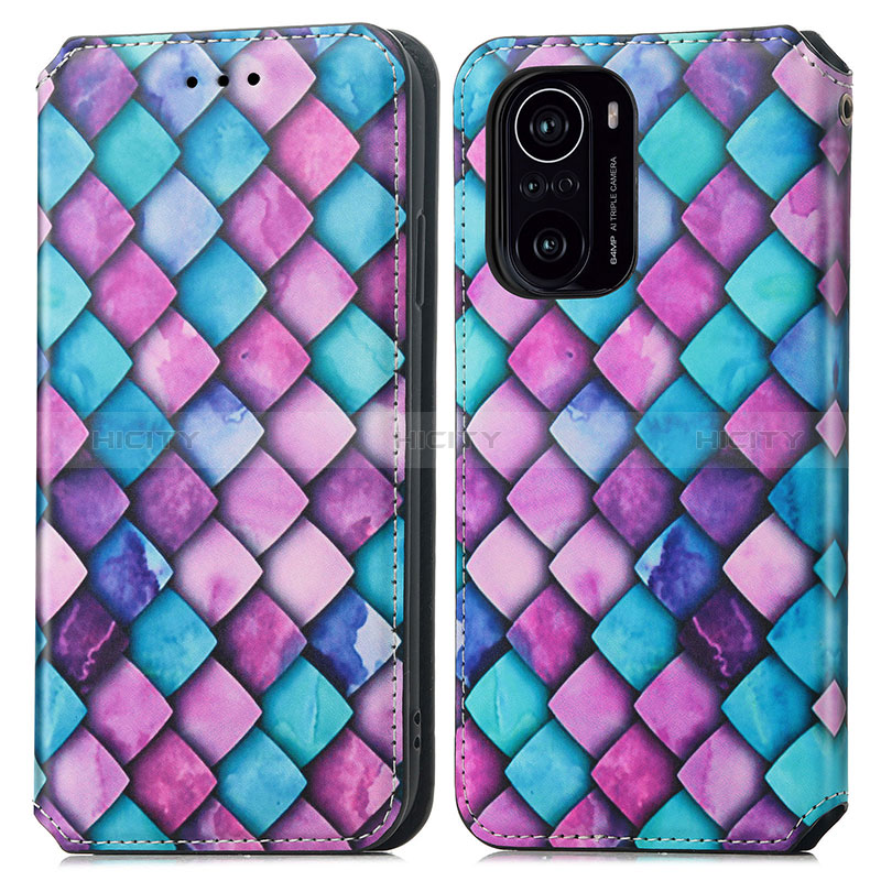 Custodia Portafoglio In Pelle Fantasia Modello Cover con Supporto S02D per Xiaomi Redmi K40 Pro 5G Viola