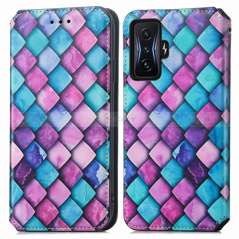 Custodia Portafoglio In Pelle Fantasia Modello Cover con Supporto S02D per Xiaomi Redmi K50 Gaming 5G Viola