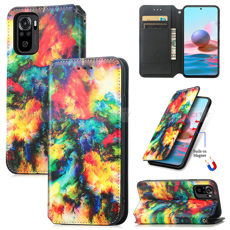 Custodia Portafoglio In Pelle Fantasia Modello Cover con Supporto S02D per Xiaomi Redmi Note 10 4G