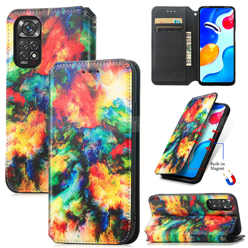 Custodia Portafoglio In Pelle Fantasia Modello Cover con Supporto S02D per Xiaomi Redmi Note 11 4G (2022)