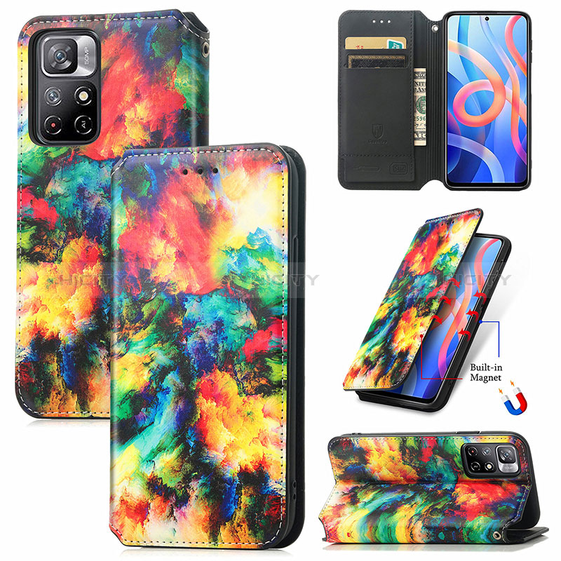 Custodia Portafoglio In Pelle Fantasia Modello Cover con Supporto S02D per Xiaomi Redmi Note 11 5G