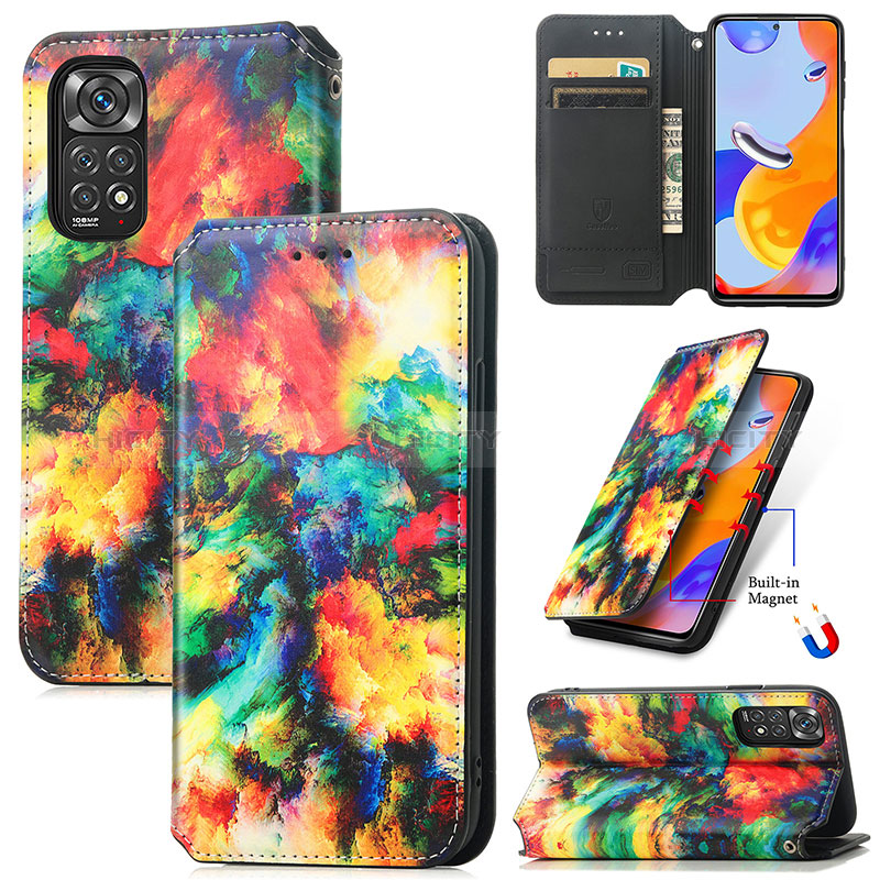 Custodia Portafoglio In Pelle Fantasia Modello Cover con Supporto S02D per Xiaomi Redmi Note 11 Pro 5G