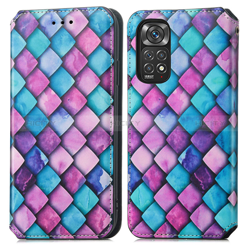 Custodia Portafoglio In Pelle Fantasia Modello Cover con Supporto S02D per Xiaomi Redmi Note 11 Pro 5G Viola