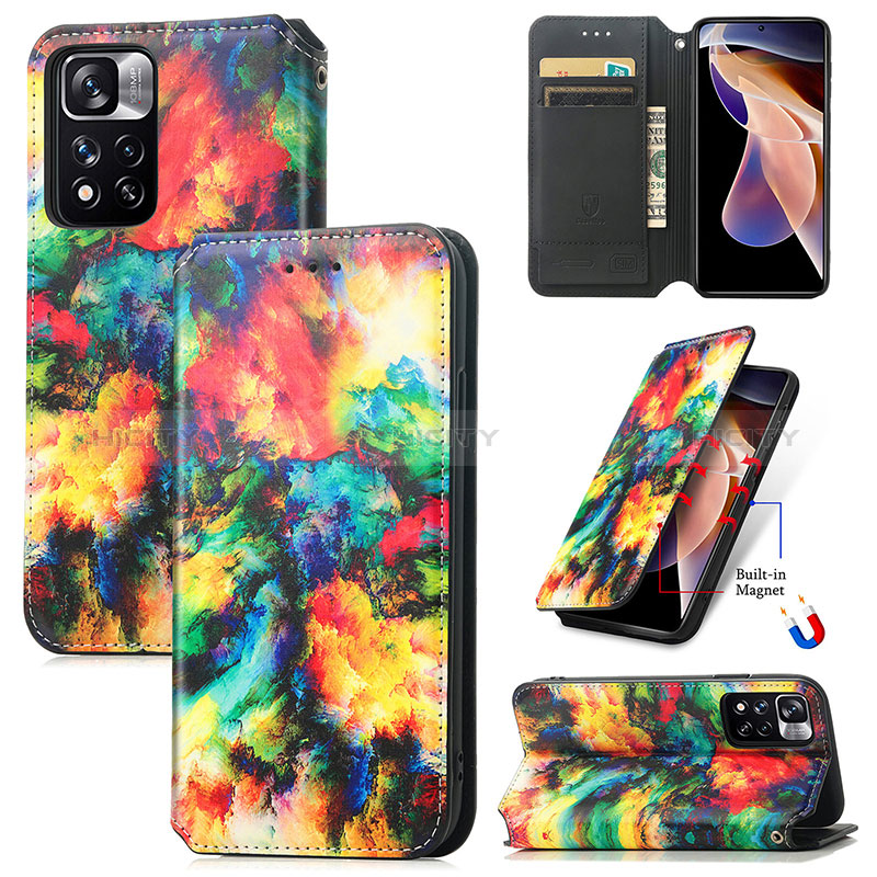 Custodia Portafoglio In Pelle Fantasia Modello Cover con Supporto S02D per Xiaomi Redmi Note 11 Pro+ Plus 5G