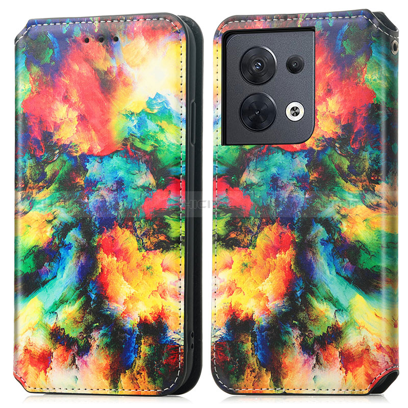 Custodia Portafoglio In Pelle Fantasia Modello Cover con Supporto S02D per Xiaomi Redmi Note 13 5G Multicolore