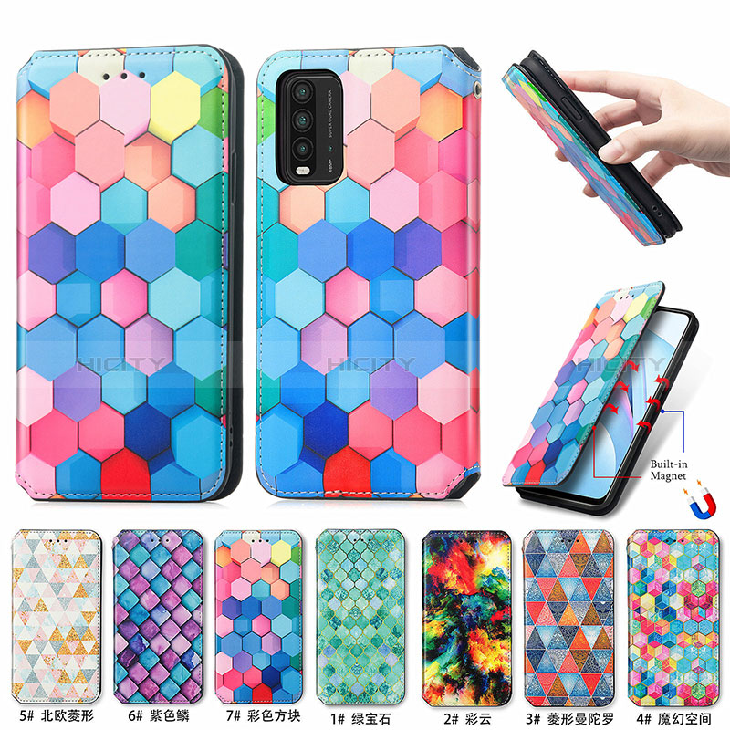 Custodia Portafoglio In Pelle Fantasia Modello Cover con Supporto S02D per Xiaomi Redmi Note 9 4G