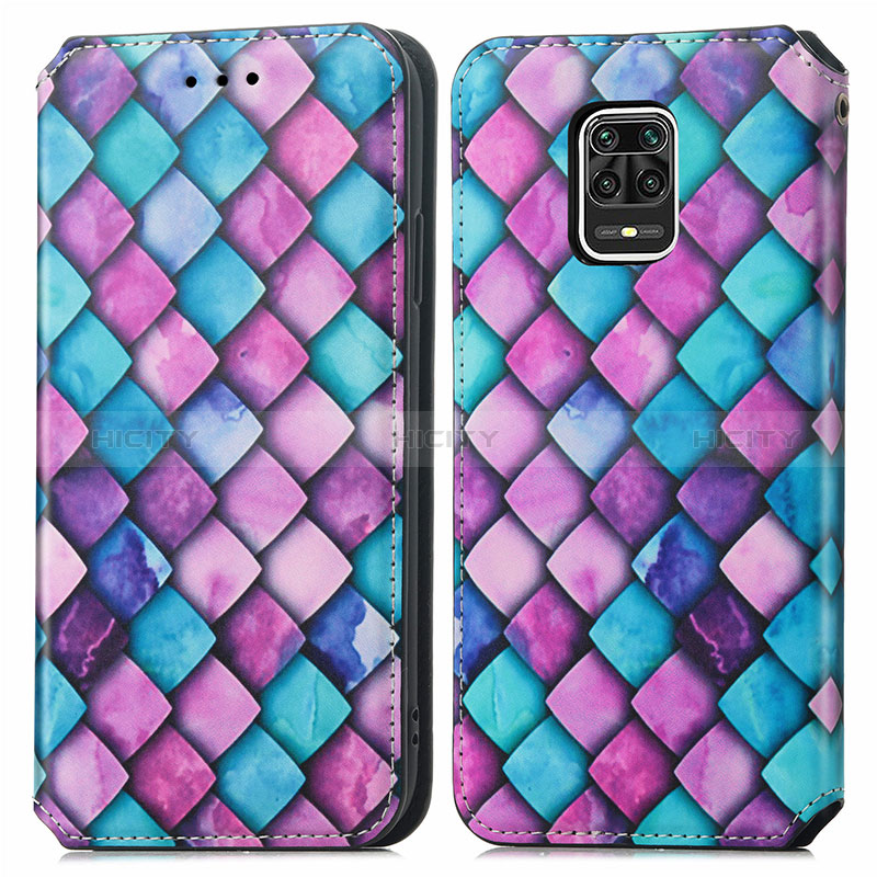 Custodia Portafoglio In Pelle Fantasia Modello Cover con Supporto S02D per Xiaomi Redmi Note 9 Pro Max Viola