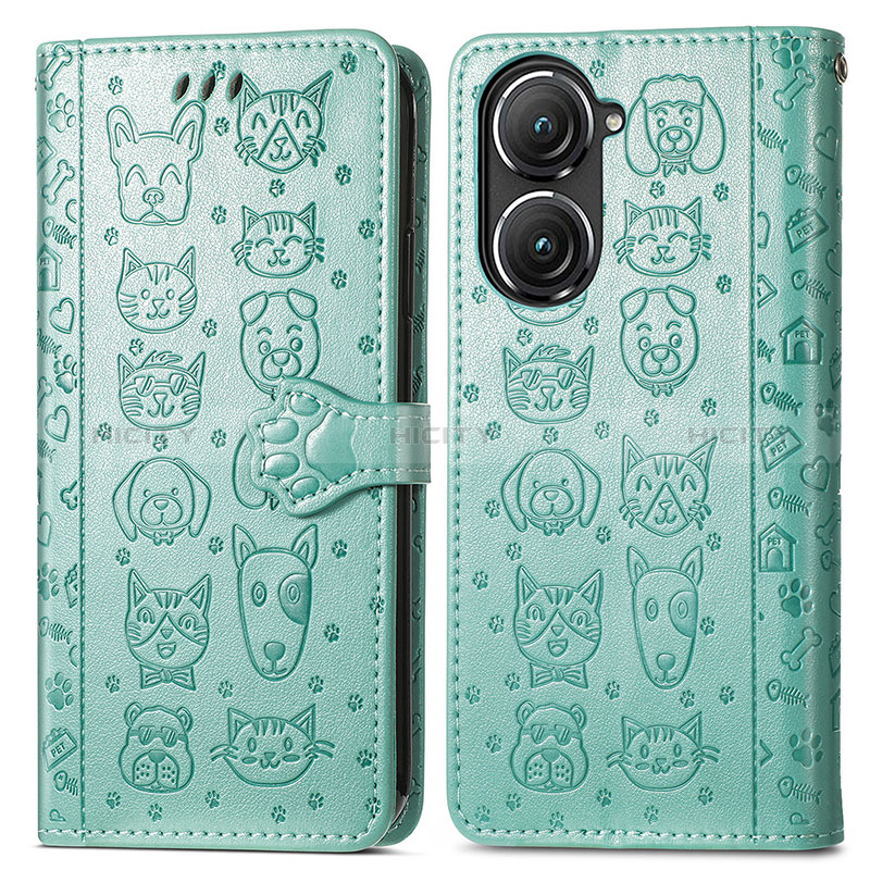 Custodia Portafoglio In Pelle Fantasia Modello Cover con Supporto S03D per Asus Zenfone 9 Verde