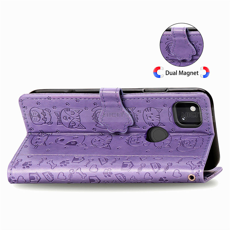 Custodia Portafoglio In Pelle Fantasia Modello Cover con Supporto S03D per Google Pixel 4a