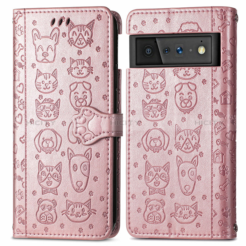 Custodia Portafoglio In Pelle Fantasia Modello Cover con Supporto S03D per Google Pixel 6 5G