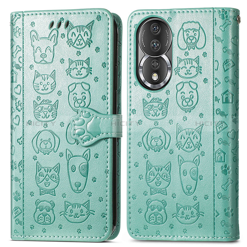 Custodia Portafoglio In Pelle Fantasia Modello Cover con Supporto S03D per Huawei Honor 80 5G Verde