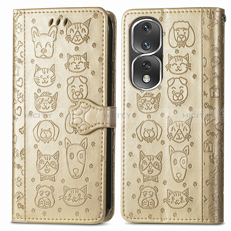 Custodia Portafoglio In Pelle Fantasia Modello Cover con Supporto S03D per Huawei Honor 80 Pro 5G Oro