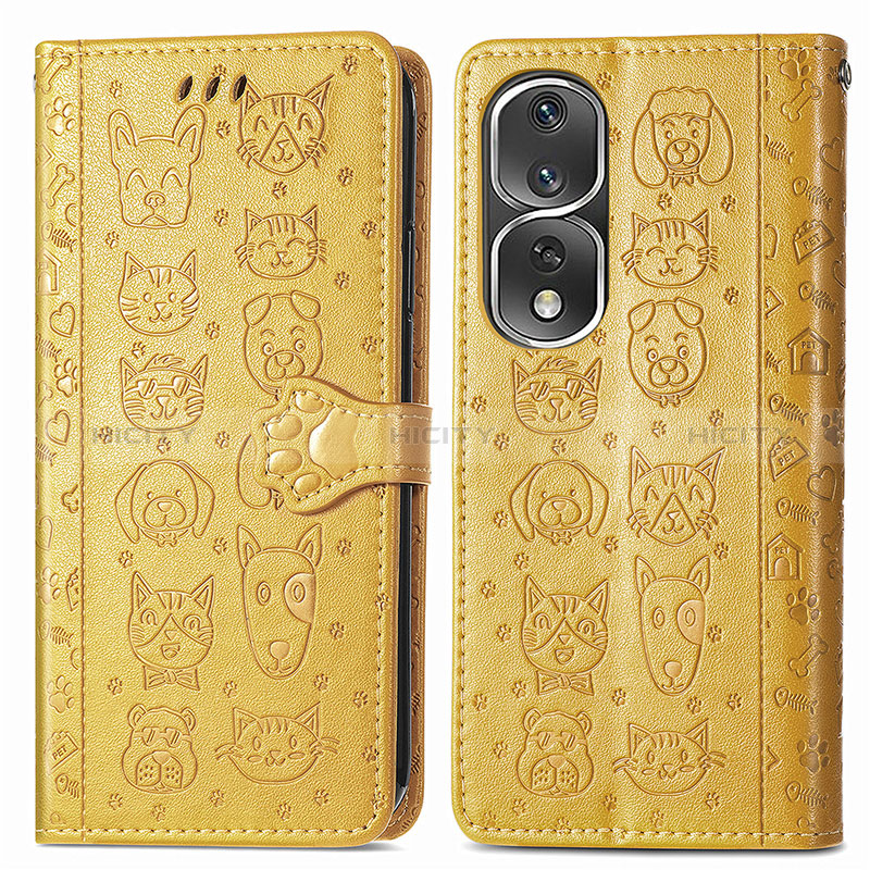 Custodia Portafoglio In Pelle Fantasia Modello Cover con Supporto S03D per Huawei Honor 80 Pro Flat 5G Giallo