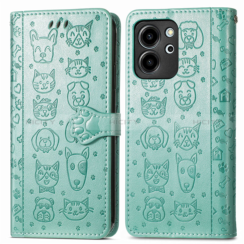 Custodia Portafoglio In Pelle Fantasia Modello Cover con Supporto S03D per Huawei Honor 80 SE 5G Verde