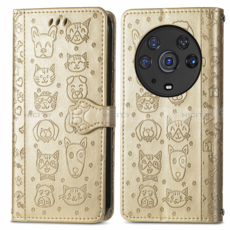 Custodia Portafoglio In Pelle Fantasia Modello Cover con Supporto S03D per Huawei Honor Magic3 Pro 5G Oro