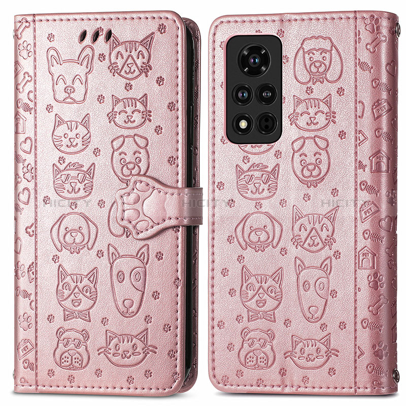 Custodia Portafoglio In Pelle Fantasia Modello Cover con Supporto S03D per Huawei Honor V40 5G