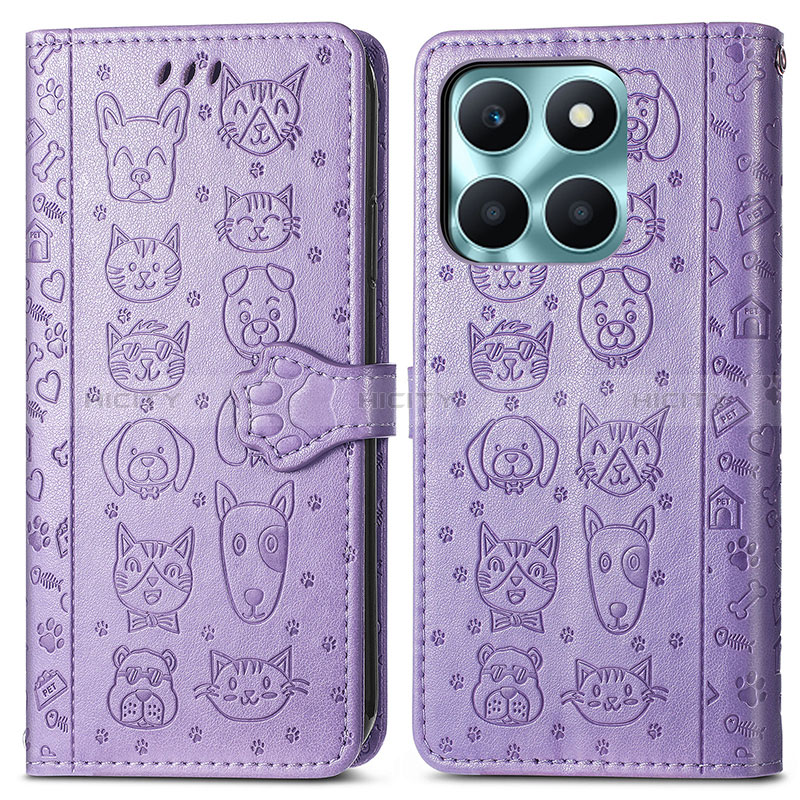 Custodia Portafoglio In Pelle Fantasia Modello Cover con Supporto S03D per Huawei Honor X6a Viola