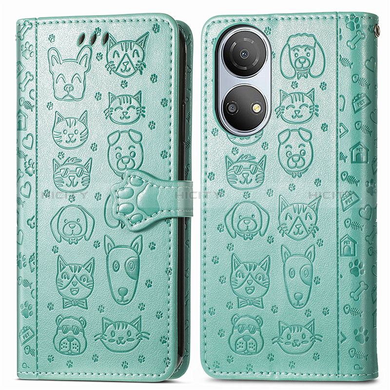 Custodia Portafoglio In Pelle Fantasia Modello Cover con Supporto S03D per Huawei Honor X7 Verde