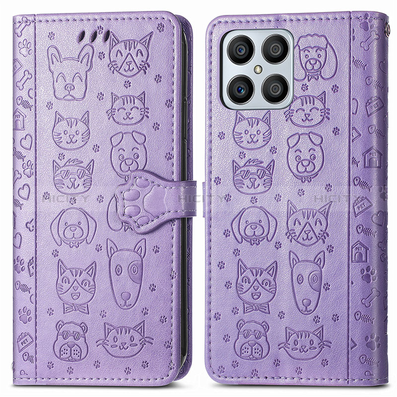 Custodia Portafoglio In Pelle Fantasia Modello Cover con Supporto S03D per Huawei Honor X8 4G Viola