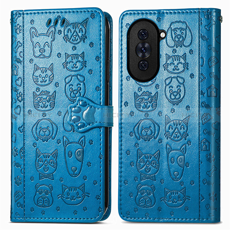 Custodia Portafoglio In Pelle Fantasia Modello Cover con Supporto S03D per Huawei Nova 10 Pro Blu