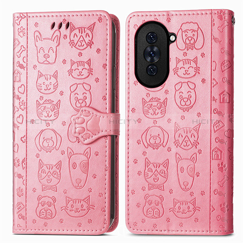 Custodia Portafoglio In Pelle Fantasia Modello Cover con Supporto S03D per Huawei Nova 10 Pro Rosa