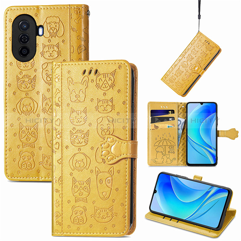 Custodia Portafoglio In Pelle Fantasia Modello Cover con Supporto S03D per Huawei Nova Y70