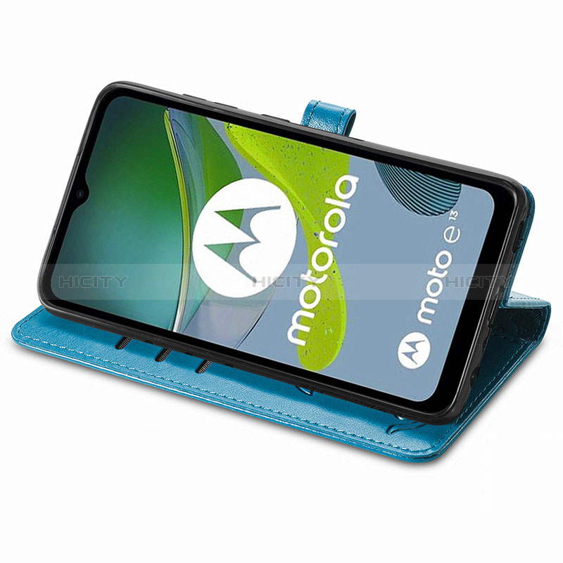 Custodia Portafoglio In Pelle Fantasia Modello Cover con Supporto S03D per Motorola Moto E13