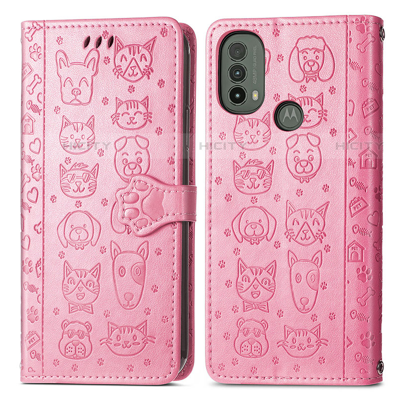 Custodia Portafoglio In Pelle Fantasia Modello Cover con Supporto S03D per Motorola Moto E30