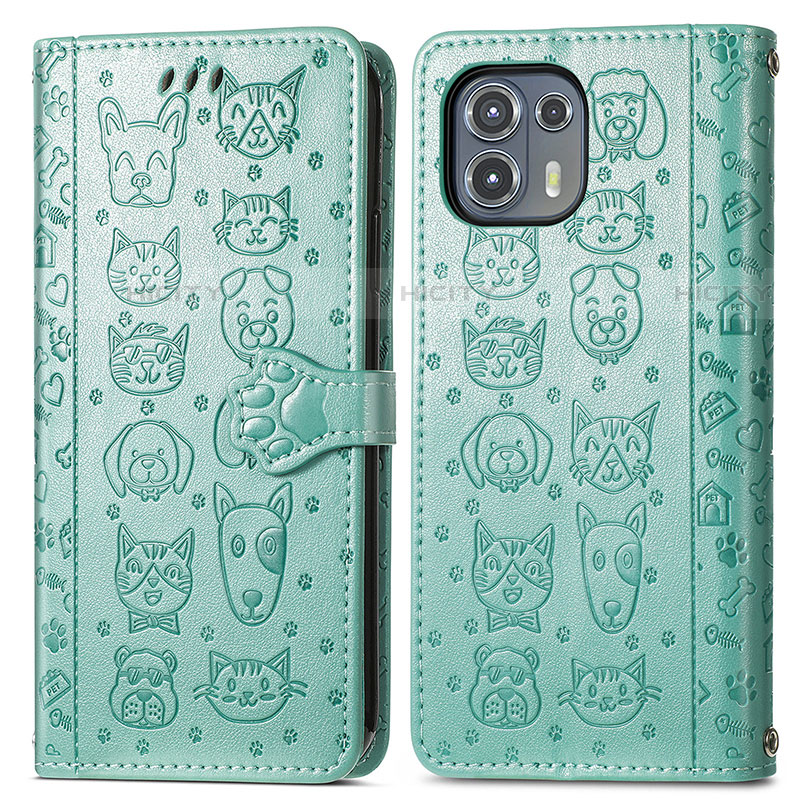 Custodia Portafoglio In Pelle Fantasia Modello Cover con Supporto S03D per Motorola Moto Edge 20 Lite 5G Verde