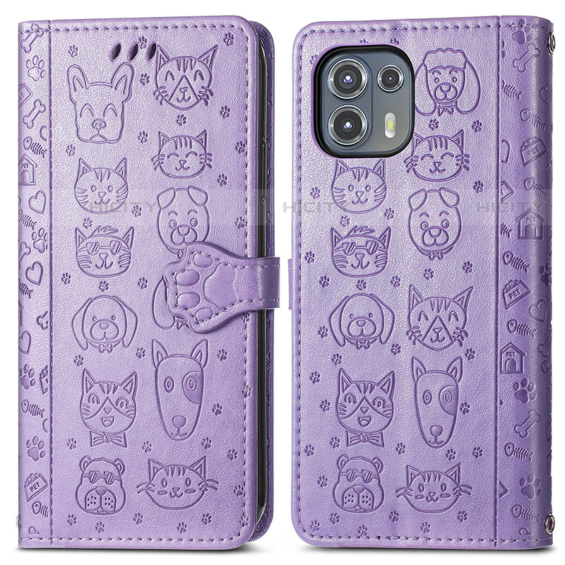 Custodia Portafoglio In Pelle Fantasia Modello Cover con Supporto S03D per Motorola Moto Edge 20 Lite 5G Viola