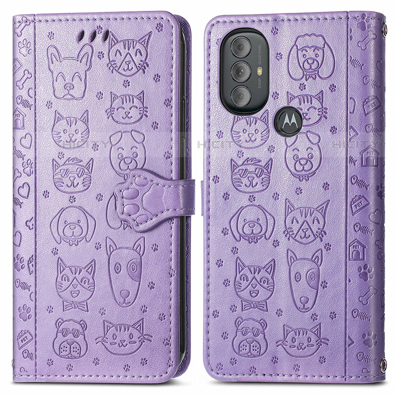 Custodia Portafoglio In Pelle Fantasia Modello Cover con Supporto S03D per Motorola Moto G Play Gen 2 Viola