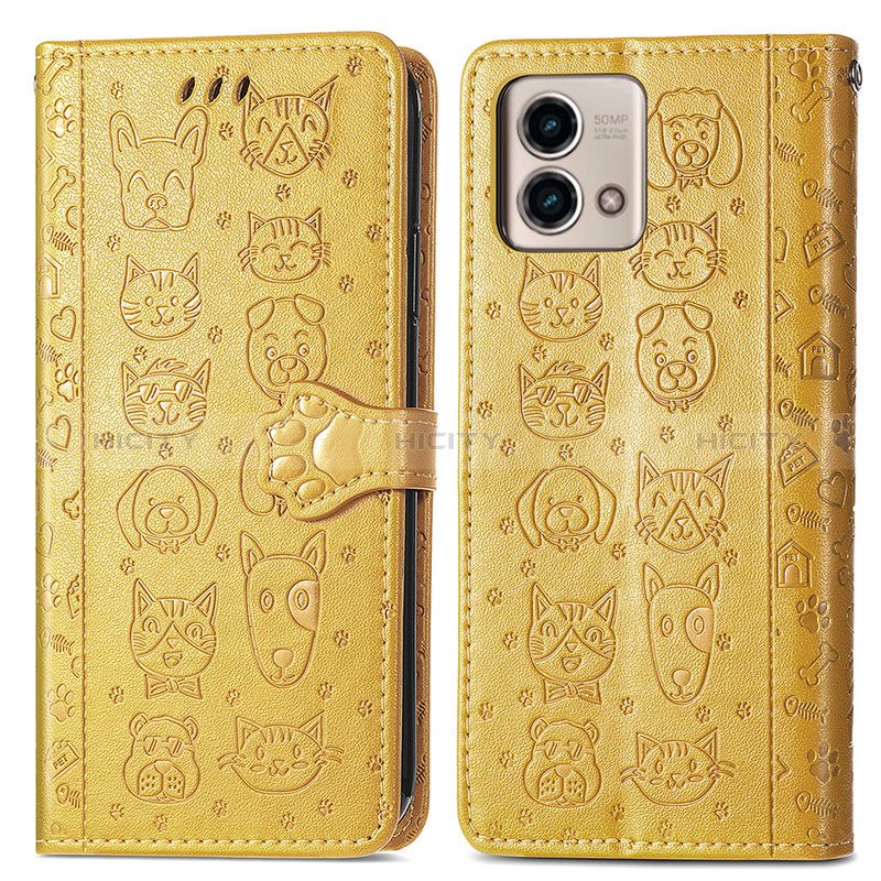 Custodia Portafoglio In Pelle Fantasia Modello Cover con Supporto S03D per Motorola Moto G Stylus (2023) 4G Giallo