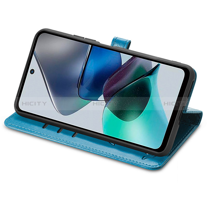 Custodia Portafoglio In Pelle Fantasia Modello Cover con Supporto S03D per Motorola Moto G13